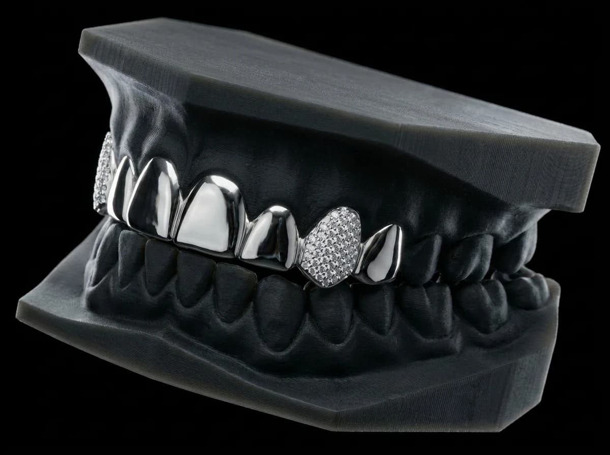 Top set of solid silver caps with the canines iced