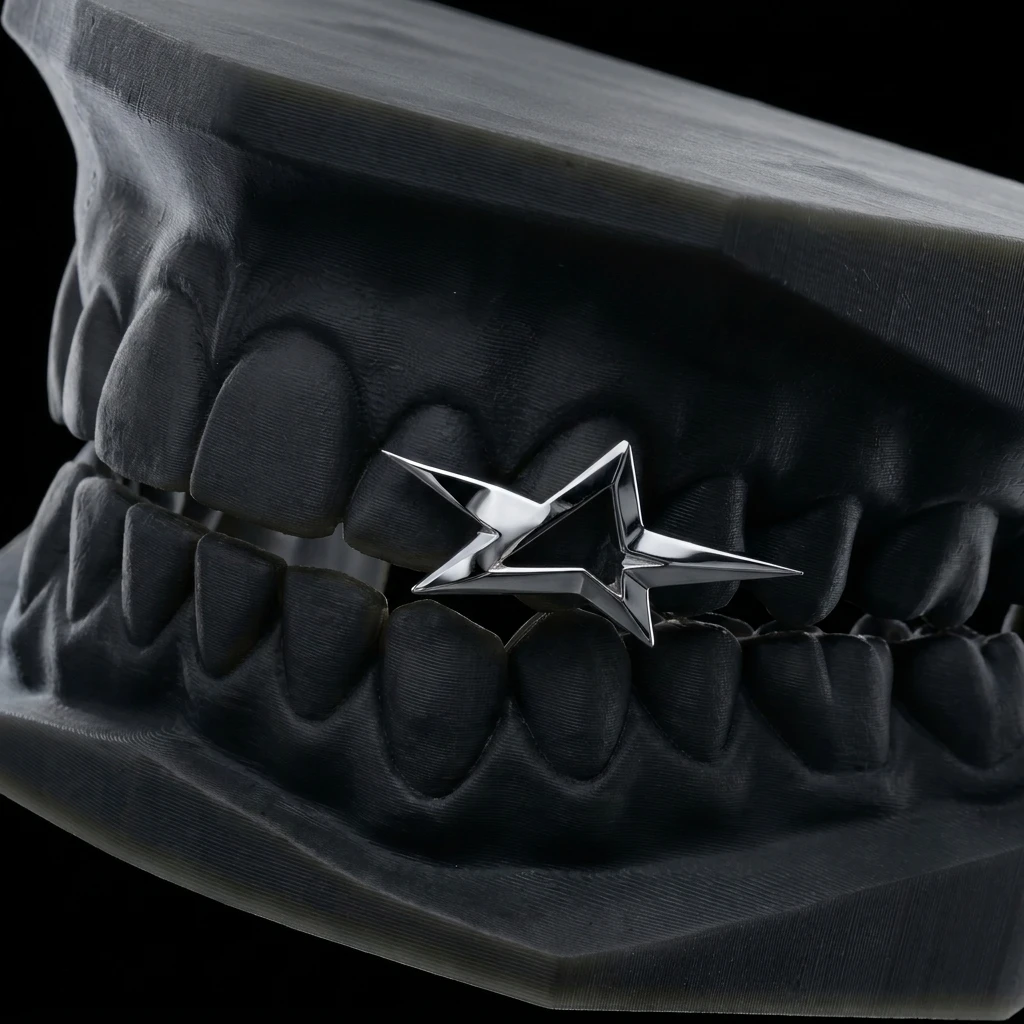 Sharp star, three caps, 3D render